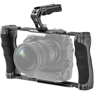 NEEWER Universal Camera Cage & Top Handle with 3/8" ARRI Locating Pins Kit, Video Rig Camera Stabilizer with Arca Type Base, Dual Handgrips, Compatible with SmallRig Accessories, CA016T NEEWER Universal Camera Cage & Top Handle with 3/8" ARRI Locating Pins Kit, Video Rig Camera Stabilizer with Arca Type Base, Dual Handgrips, Compatible with SmallRig Accessories, CA016T