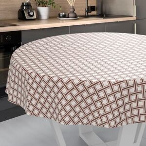 ANRO Oilcloth Tablecloth, Washable, Oilcloth, Garden Tablecloth, Outdoor, Indoor, Round, 140 cm, Cut Edge, Checked Beige ANRO Oilcloth Tablecloth, Washable, Oilcloth, Garden Tablecloth, Outdoor, Indoor, Round, 140 cm, Cut Edge, Checked Beige