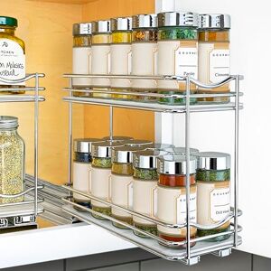 Lynk Professional ® Pull Out Spice Rack Organizer for Cabinet Lifetime Limited Warranty Slide Out Rack 4-1/4 inch Wide Sliding Spice Organizer Shelf Double, Chrome Lynk Professional ® Pull Out Spice Rack Organizer for Cabinet Lifetime Limited Warranty Slide Out Rack 4-1/4 inch Wide Sliding Spice Organizer Shelf Double, Chrome