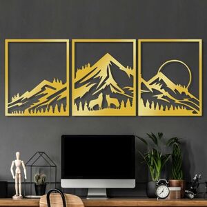 Hanah Home Elegant Gold Decorative Metal Wall Accessory (3 Pieces), 58 x 70 cm Durable 1.5 mm Metal Body Perfect for Modern Home Decor & Stylish Interiors Hanah Home Elegant Gold Decorative Metal Wall Accessory (3 Pieces), 58 x 70 cm Durable 1.5 mm Metal Body Perfect for Modern Home Decor & Stylish Interiors