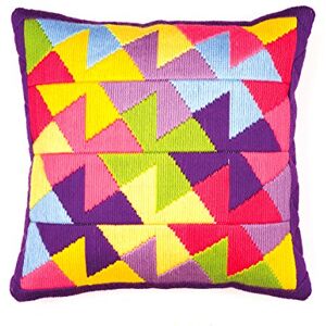 Vervaco Bold Printed Geometric Style Long Stitch Cushion Kit, Multi-Colour Vervaco Bold Printed Geometric Style Long Stitch Cushion Kit, Multi-Colour