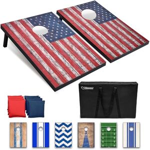 GoSports 3 x 2 ft American Flag Design Cornhole Game Set Includes Two 3 x 2 ft Boards, 8 Bean Bags, and Carry Case GoSports 3 x 2 ft American Flag Design Cornhole Game Set Includes Two 3 x 2 ft Boards, 8 Bean Bags, and Carry Case