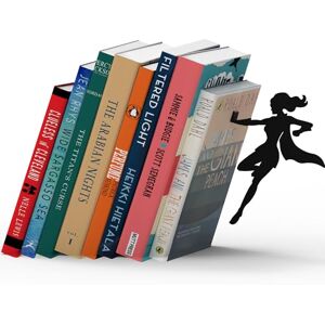 Artori Design Unique Black Metal Decorative Bookends Whimsical Hidden Book Ends for a Cool Book Holder Display Cute Home Decor and Modern Gift Idea for Shelves Desk or Table (SuperGal 1 product) Artori Design Unique Black Metal Decorative Bookends Whimsical Hidden Book Ends for a Cool Book Holder Display Cute Home Decor and Modern Gift Idea for Shelves Desk or Table (SuperGal 1 product)