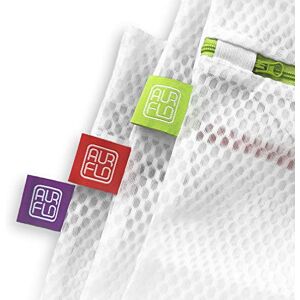 AURFLO Mesh Laundry Bag-Set of 3 Medium Heavy Duty Net with Zipper Lock, Color Coding and Hanging Loop-Safe Wash and Organizer for Travel, Lingerie, Gloves, Socks, Yoga Pants, Bra, Jeans, Sweater AURFLO Mesh Laundry Bag-Set of 3 Medium Heavy Duty Net with Zipper Lock, Color Coding and Hanging Loop-Safe Wash and Organizer for Travel, Lingerie, Gloves, Socks, Yoga Pants, Bra, Jeans, Sweater