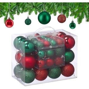 Relaxdays Christmas Baubles, Set of 50, Tree Ornaments, ∅ 3, 4 & 6 cm, Decorations, Glittery, Matte & Shiny, Red/Green Relaxdays Christmas Baubles, Set of 50, Tree Ornaments, ∅ 3, 4 & 6 cm, Decorations, Glittery, Matte & Shiny, Red/Green