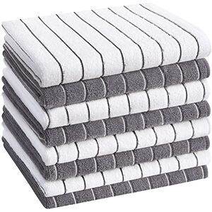 HYER KITCHEN Microfiber Kitchen Towels, Stripe Designed, Super Soft and Absorbent Dish Towels, Pack of 8, 18 x 26 Inch, Gray and White HYER KITCHEN Microfiber Kitchen Towels, Stripe Designed, Super Soft and Absorbent Dish Towels, Pack of 8, 18 x 26 Inch, Gray and White