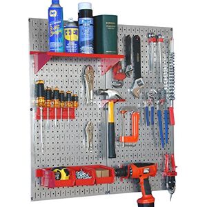 Wall Control 30-WGL-200GVR Galvanized Steel Pegboard Tool Organizer,Galv/Red Wall Control 30-WGL-200GVR Galvanized Steel Pegboard Tool Organizer,Galv/Red