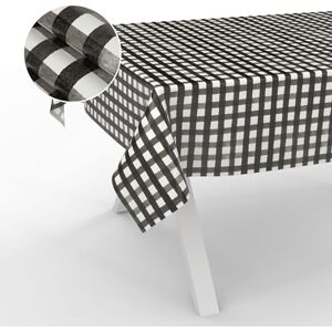 ANRO Oilcloth Tablecloth, Washable, Oilcloth, Garden Tablecloth, Outdoor, Indoor, 200 x 140 cm, Cut Edge, Chequered, Black ANRO Oilcloth Tablecloth, Washable, Oilcloth, Garden Tablecloth, Outdoor, Indoor, 200 x 140 cm, Cut Edge, Chequered, Black