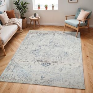 Livabliss Tampa Vintage Rug Area Rugs for Living Room 140x200 cm, Bedroom Scandi Neutral Rugs, Traditional Patterned Boho Style, Natural Easy Care Pile Large Rug, Blue and Cream Livabliss Tampa Vintage Rug Area Rugs for Living Room 140x200 cm, Bedroom Scandi Neutral Rugs, Traditional Patterned Boho Style, Natural Easy Care Pile Large Rug, Blue and Cream