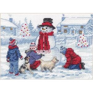 Dimensions 70-08993 Building a Snowman Embroidery Christmas Cross Stitch Kit, 7" x 5", 14 Count White Aida, Multicolor Dimensions 70-08993 Building a Snowman Embroidery Christmas Cross Stitch Kit, 7" x 5", 14 Count White Aida, Multicolor