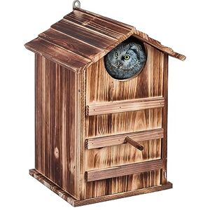 Relaxdays Owl Nesting Box, Fir Wood, Weatherproof, HWD: 38.5 x 25 x 28 cm, Hinged, Bird House, Hanging Outside, Natural Relaxdays Owl Nesting Box, Fir Wood, Weatherproof, HWD: 38.5 x 25 x 28 cm, Hinged, Bird House, Hanging Outside, Natural