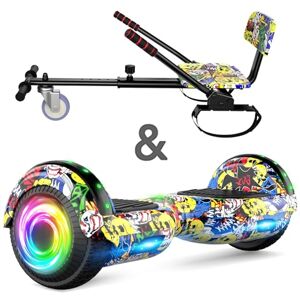 SISIGAD Hoverboard go Kart Seat, 6.5 Inches Hoverboard Hoverkart with LED Lights and Bluetooth Speaker, Hoverboard Go Kart Bundle for Kids Boys Girls SISIGAD Hoverboard go Kart Seat, 6.5 Inches Hoverboard Hoverkart with LED Lights and Bluetooth Speaker, Hoverboard Go Kart Bundle for Kids Boys Girls