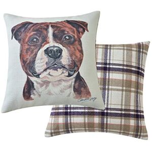 Maturi Viceni Staffordshire Bull Terrier Filled Dog Cushion-43 x 43cm / 17 x 17-inch, Multi-Coloured, 43 x 43cm Maturi Viceni Staffordshire Bull Terrier Filled Dog Cushion-43 x 43cm / 17 x 17-inch, Multi-Coloured, 43 x 43cm