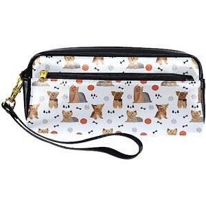 Anmarco PU Pencil Case Pen Bag Student Stationery Pouch with Zipper for Boys Girls, School & Office Supplies - Yorkshire Terrier Dogs Bones Anmarco PU Pencil Case Pen Bag Student Stationery Pouch with Zipper for Boys Girls, School & Office Supplies - Yorkshire Terrier Dogs Bones