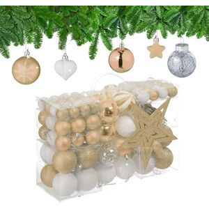 Relaxdays Christmas Ornaments, Set of 101, Glittering, Decorations, Baubles & Stars, Plastic, Traditional, Champagne, 19 x 20 x 2.5 cm Relaxdays Christmas Ornaments, Set of 101, Glittering, Decorations, Baubles & Stars, Plastic, Traditional, Champagne, 19 x 20 x 2.5 cm
