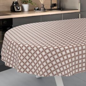 ANRO Oilcloth Tablecloth, Washable, Oilcloth, Garden Tablecloth, Outdoor, Indoor, Oval, 200 x 140 cm, Cut Edge, Checked Beige ANRO Oilcloth Tablecloth, Washable, Oilcloth, Garden Tablecloth, Outdoor, Indoor, Oval, 200 x 140 cm, Cut Edge, Checked Beige