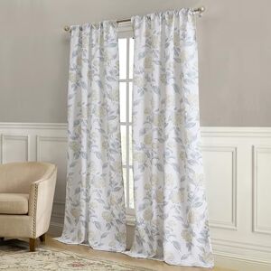 Laura Ashley Hydrangea Window Curtains with Rod Pocket, 84-inch Length, 2 Panels Set, Canvas Light Filtering, Taupe Laura Ashley Hydrangea Window Curtains with Rod Pocket, 84-inch Length, 2 Panels Set, Canvas Light Filtering, Taupe