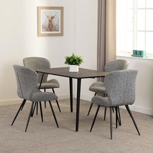 Seconique Marlow Dining Set with Quebec Chairs in Black Marble Effect/Black/Grey Faux Leather Seconique Marlow Dining Set with Quebec Chairs in Black Marble Effect/Black/Grey Faux Leather