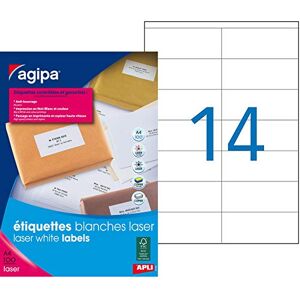 Agipa Box of 1400 Laser White Address Labels 10.5 x 4.2cm Agipa Box of 1400 Laser White Address Labels 10.5 x 4.2cm
