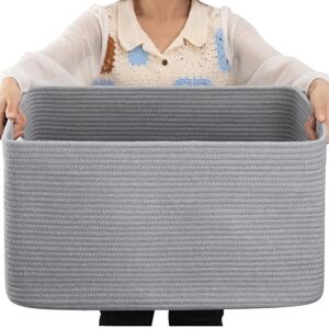 OIAHOMY , Large Blanket Storage Basket 75L with Handle Cotton Rope Organizer 22 x 17 x 12 Inch Blanket Basket Living Room Toy Basket for Nursery OIAHOMY , Large Blanket Storage Basket 75L with Handle Cotton Rope Organizer 22 x 17 x 12 Inch Blanket Basket Living Room Toy Basket for Nursery