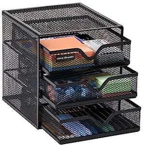 Mind Reader Network Collection, 3-Drawer Accessory Storage, Desk Supplies, Memo Holder, Paper/Binder Clip Basket, Desktop Organizer, Metal Mesh, 6.25" L x 6.5" W x 6.5" H, Black Mind Reader Network Collection, 3-Drawer Accessory Storage, Desk Supplies, Memo Holder, Paper/Binder Clip Basket, Desktop Organizer, Metal Mesh, 6.25" L x 6.5" W x 6.5" H, Black