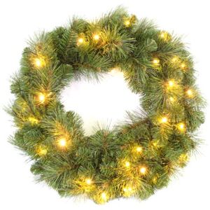 WeRChristmas Pre-Lit Alberta Spruce Wreath Illuminated with 35 Warm White LED Lights, 60 cm Wreath, Green WeRChristmas Pre-Lit Alberta Spruce Wreath Illuminated with 35 Warm White LED Lights, 60 cm Wreath, Green