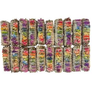VIE Smudge Stick, White Sage and 7 Chakra Flowers 4", Pack of 20 VIE Smudge Stick, White Sage and 7 Chakra Flowers 4", Pack of 20