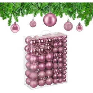 Relaxdays Christmas Baubles, Set of 50, Tree Ornaments, Holiday Decorations, Plastic, Glittery, Matte & Shiny, Pink, 3 Sizes Relaxdays Christmas Baubles, Set of 50, Tree Ornaments, Holiday Decorations, Plastic, Glittery, Matte & Shiny, Pink, 3 Sizes