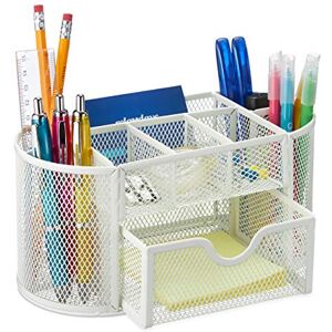 Relaxdays Desk Organiser, Modern Look, Metal Mesh, Total Dimensions: H x W x D approx. 10.5 x 22 x 11 cm, White Relaxdays Desk Organiser, Modern Look, Metal Mesh, Total Dimensions: H x W x D approx. 10.5 x 22 x 11 cm, White