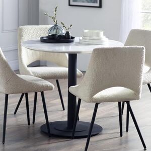 Julian Bowen Dining Table, White Marble and Black, One Size Julian Bowen Dining Table, White Marble and Black, One Size
