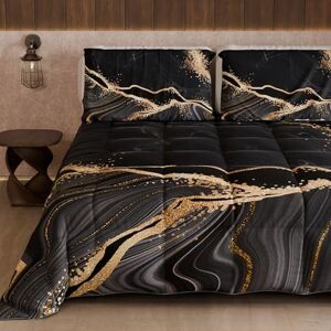 PETTI Artigiani Italiani Winter Quilt, Double Duvet, Solid Color and Digital Print Marble Black, Made in Italy PETTI Artigiani Italiani Winter Quilt, Double Duvet, Solid Color and Digital Print Marble Black, Made in Italy