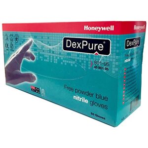 Honeywell 4580195-10 DexPure 801-95 Non Powdered Disposable Nitrile Gloves, Blue Colour, Certified for Food Contact, Good Mechanical Resistance, Size 10 (BOX of 50 Gloves/25 Pairs) Honeywell 4580195-10 DexPure 801-95 Non Powdered Disposable Nitrile Gloves, Blue Colour, Certified for Food Contact, Good Mechanical Resistance, Size 10 (BOX of 50 Gloves/25 Pairs)