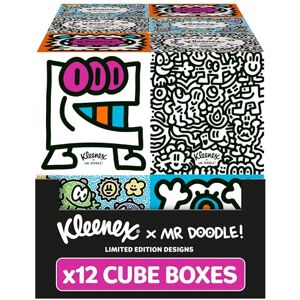 Kleenex x Mr Doodle Limited Edition Design Multipack Facial Tissues 12 Cube Tissue Boxes, Designed in Collaboration with Mr Doodle, Made to Look Beautiful in The Home. Kleenex x Mr Doodle Limited Edition Design Multipack Facial Tissues 12 Cube Tissue Boxes, Designed in Collaboration with Mr Doodle, Made to Look Beautiful in The Home.