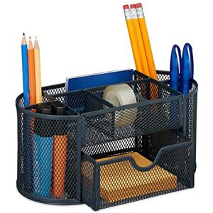 Relaxdays Desk Organiser, Modern Look, Metal Mesh, Total Dimensions: H x W x D approx. 10.5 x 22 x 11 cm, Grey, Steel Relaxdays Desk Organiser, Modern Look, Metal Mesh, Total Dimensions: H x W x D approx. 10.5 x 22 x 11 cm, Grey, Steel