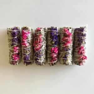 VIE Smudge Stick, White Sage, Purple and Pink Sinuata 4", Pack of 6 VIE Smudge Stick, White Sage, Purple and Pink Sinuata 4", Pack of 6