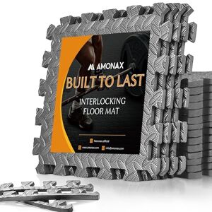 Amonax Exercise Interlocking Floor Mats, Eva Foam Mats, Puzzle Kids Play Floor Mats for Swimming Pool, Garage Floor Tiles Fitness Exercise Equipment (Grey I 54 TILES (51 SQ FT), 30L x 30W x 1Th cm) Amonax Exercise Interlocking Floor Mats, Eva Foam Mats, Puzzle Kids Play Floor Mats for Swimming Pool, Garage Floor Tiles Fitness Exercise Equipment (Grey I 54 TILES (51 SQ FT), 30L x 30W x 1Th cm)