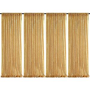 SoarDream Sequin Backdrop Curtain 4 Panels 2ftx8ft Wedding Ceremony Background Backdrop Glitter Shimmer Fabric Gold Backdrop Drapes SoarDream Sequin Backdrop Curtain 4 Panels 2ftx8ft Wedding Ceremony Background Backdrop Glitter Shimmer Fabric Gold Backdrop Drapes