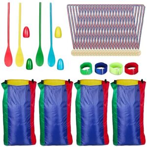 Relaxdays Outdoor Game Set, for Children, Egg & Spoon, Three-legged and Sack Race, with 24 Medals, for Birthday Parties, Polyester, 90 x 50 x 40 cm Relaxdays Outdoor Game Set, for Children, Egg & Spoon, Three-legged and Sack Race, with 24 Medals, for Birthday Parties, Polyester, 90 x 50 x 40 cm