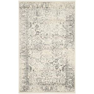 Safavieh Distressed Vintage Rug for Living Room, Dining Room, Bedroom Adirondack Collection, Short Pile, in Ivory and Silver, 91 X 152 cm Safavieh Distressed Vintage Rug for Living Room, Dining Room, Bedroom Adirondack Collection, Short Pile, in Ivory and Silver, 91 X 152 cm