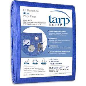 Kotap TRA2030 Waterproof 20 x 30-ft General Purpose Blue Poly Tarp, Item: TRA-2030, Cut Size: 20 x 30'/Finished Size: 19' X 29' 4 Kotap TRA2030 Waterproof 20 x 30-ft General Purpose Blue Poly Tarp, Item: TRA-2030, Cut Size: 20 x 30'/Finished Size: 19' X 29' 4