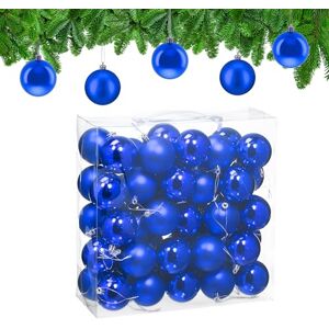 Relaxdays Christmas Baubles, Set of 50, Festive Tree Ornaments, D: 6 cm, Holiday Decorations, Matte & Shiny, Blue Relaxdays Christmas Baubles, Set of 50, Festive Tree Ornaments, D: 6 cm, Holiday Decorations, Matte & Shiny, Blue