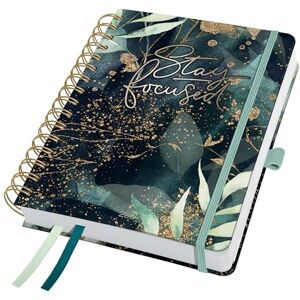 Sigel J5603 Jolie Spiral Diary 2025, Glamorous Leaves, 120 GSM, 16,8 x 21,5 cm, hardcover, 240 Pages, Black, Green, Gold Sigel J5603 Jolie Spiral Diary 2025, Glamorous Leaves, 120 GSM, 16,8 x 21,5 cm, hardcover, 240 Pages, Black, Green, Gold