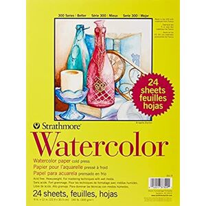 Strathmore Watercolor Paper Pad 9 x 12-inch, 24 Sheets, White, 1 Pack Strathmore Watercolor Paper Pad 9 x 12-inch, 24 Sheets, White, 1 Pack