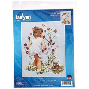 Janlynn Girl with Cosmos Counted Cross Stitch Kit, Cotton, Multi-Colour, 12" x 16 Janlynn Girl with Cosmos Counted Cross Stitch Kit, Cotton, Multi-Colour, 12" x 16