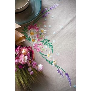 Vervaco Stamped Tablecloth Cross Stitch Kit 32"X32"-Spring Flowers Vervaco Stamped Tablecloth Cross Stitch Kit 32"X32"-Spring Flowers
