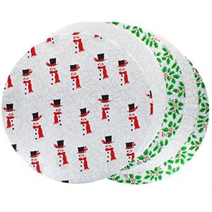 Culpitt Silver Selection Christmas Cake Boards, 10", Snowman and Holly Festive Themed, 3mm x 254mm 5 Pack Culpitt Silver Selection Christmas Cake Boards, 10", Snowman and Holly Festive Themed, 3mm x 254mm 5 Pack