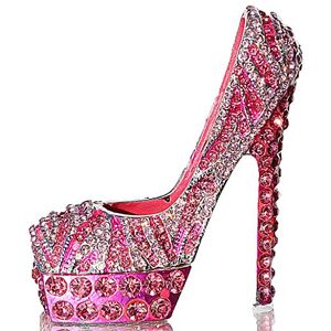 Waltz&F Pink diamond leopard high heels Trinket Box Hinged Hand-painted Figurine Collectible Ring Holder Waltz&F Pink diamond leopard high heels Trinket Box Hinged Hand-painted Figurine Collectible Ring Holder