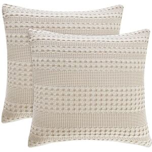 PHF 100% Cotton Waffle Weave Euro Sham Covers, 2 Pack 26" x 26" Pillow Covers for Elegant Home Decorative, No Insert, Decorative Euro Throw Pillow Covers for Bed Couch Sofa, Oatmeal PHF 100% Cotton Waffle Weave Euro Sham Covers, 2 Pack 26" x 26" Pillow Covers for Elegant Home Decorative, No Insert, Decorative Euro Throw Pillow Covers for Bed Couch Sofa, Oatmeal