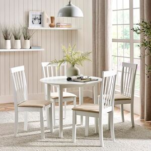Julian Bowen Orwell White Round Table with 4 Chairs Dining Set Julian Bowen Orwell White Round Table with 4 Chairs Dining Set