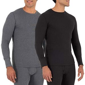 Fruit of the Loom Men's Recycled Waffle Thermal Underwear Crew Top (1 and 2 Packs) Pajama, Black/Greystone, 3X Fruit of the Loom Men's Recycled Waffle Thermal Underwear Crew Top (1 and 2 Packs) Pajama, Black/Greystone, 3X